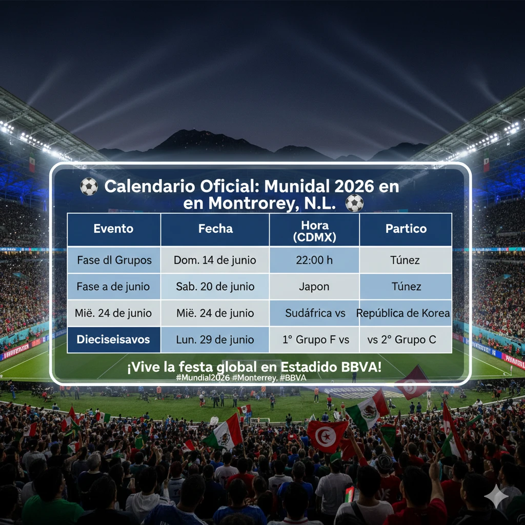 🔎 ¿Qué Selecciones Jugarán en Monterrey, N.L. en el Mundial 2026? Confirman Partidos Estelares y Fechas - Imagen 2