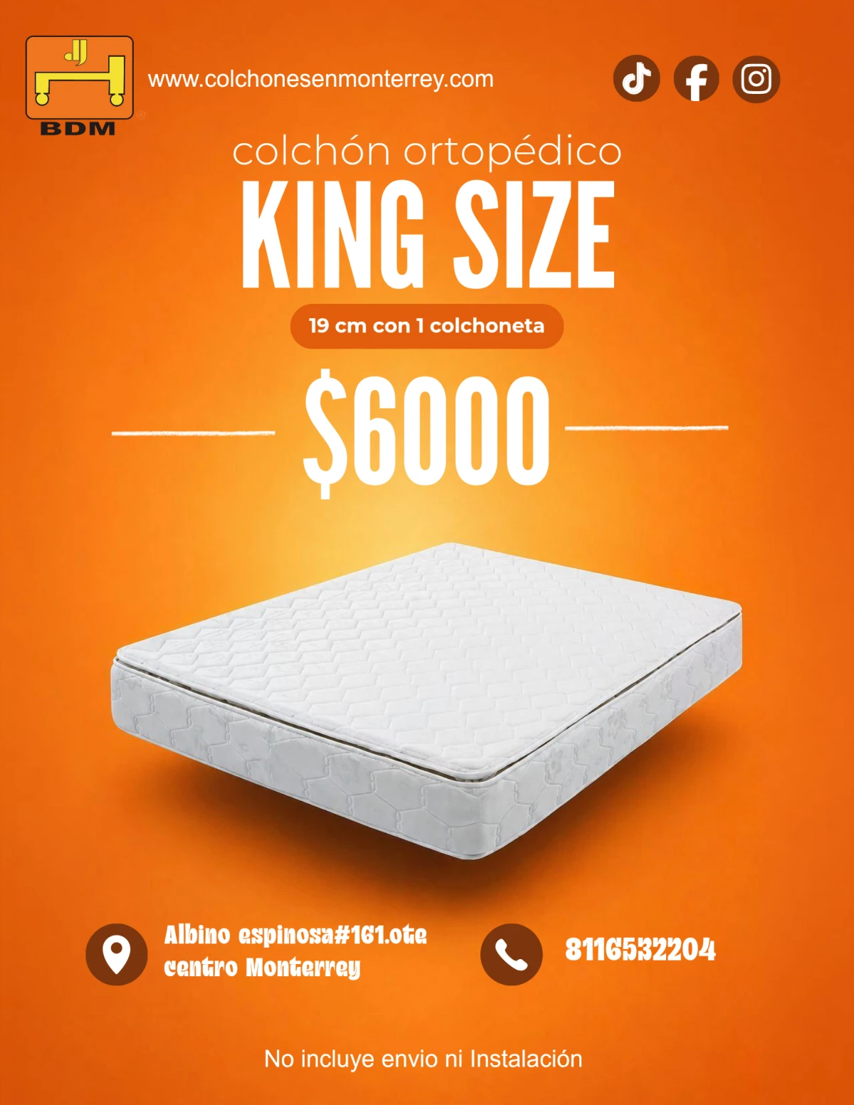 👀🔥 ¿Ya conoces nuestro Colchón Ortopédico King Size de 19 cm en Monterrey? 🙏💤